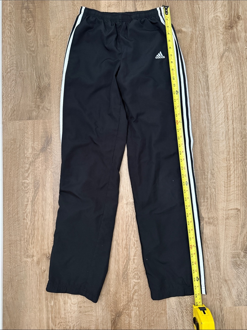 Adidas Black Track Pants with White Side Stripes, Size XS - Picture 9 of 9